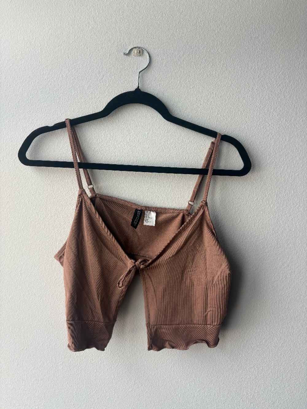 L Divided Brown Flowy Tank Top